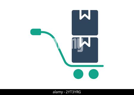 Logistics icon. solid icon style. cart with product. icon related to procurement. procurement management elements vector illustration Stock Vector