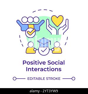 Positive social interactions multi color concept icon Stock Vector