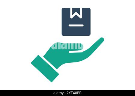 Delivery icon. solid icon style. hand with product. icon related to procurement. procurement management elements vector illustration Stock Vector