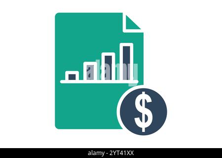 Cost icon. solid icon style. document with dollar and chart. icon related to procurement. procurement management elements vector illustration Stock Vector