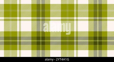 Seamless pattern featuring a classic plaid design in shades of green and white. The pattern includes intersecting lines and squares, creating a tradit Stock Vector