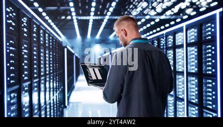 Cloud Computer Center Programmer And Security Systems Administrator Stock Photo