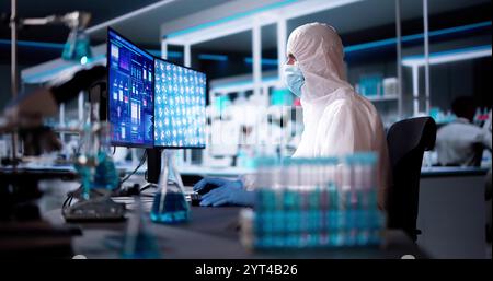 Science Research Lab Doctor Using Technology In Hospital Stock Photo