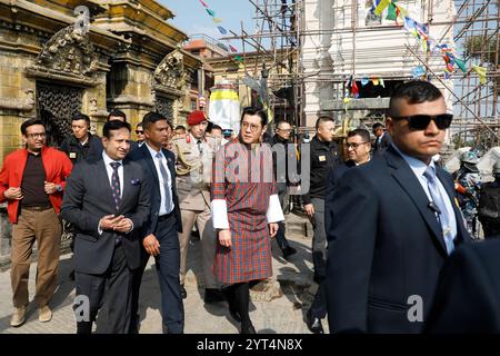 Kathmandu, Bagmati, Nepal. 6th Dec, 2024. Bhutanese King Jigme Khesar Namgyel Wangchuk is pictured inside the premises site of Swayambhunath Stupa, a UNESCO World Heritage Site during his short visit to Nepal on December 6, 2024. (Credit Image: © Aryan Dhimal/ZUMA Press Wire) EDITORIAL USAGE ONLY! Not for Commercial USAGE!/Alamy Live News Stock Photo