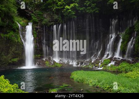 Shiraito waterfalls in spring in Japan Stock Photo