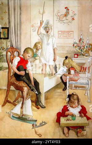□Carl Larsson□Between Christmas＆NewYear□ Between Christmas and New Year. From A Home Drawing by Carl