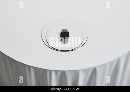 Neutral-toned mockup featuring tech devices on table with clean backdrop, allowing for flexible branding across industries. Stock Photo