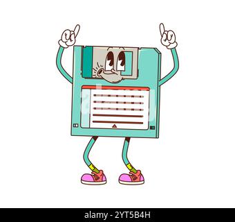 Floppy disk character retro vintage arcade cartoon two legs Stock ...