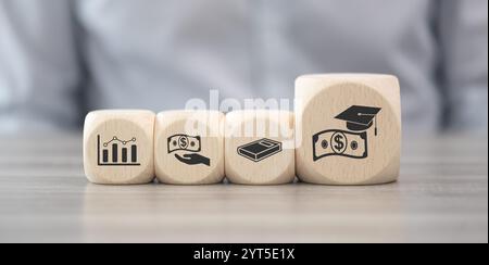 Wooden blocks with symbol of fafsa concept Stock Photo