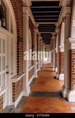 The brick walls, arches and pilasters of the Jinrikisha Station in Singapore Stock Photo