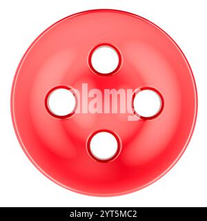 Red Clothing Button, sewing button clothing. 3D rendering isolated on white background Stock Photo