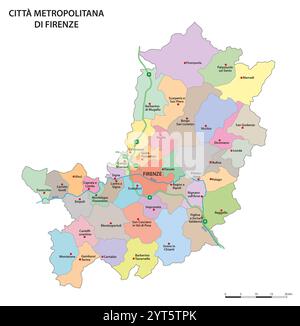 Administrative map of the Metropolitan City of Florence, Tuscany, Italy Stock Photo