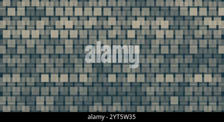 Abstract Multi Layered Translucent Tiled 3D Pattern, Squares with Changing Shades of Blue and Brown Colors - Geometric Mosaic Texture - Generative Art Stock Vector
