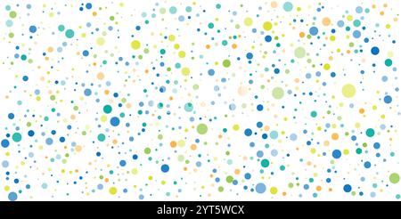 Abstract Colorful Spotted Pattern - Random Placed Spots, Circles of Various Sizes, Texture, Generative Art, Vector Design on Light Background Stock Vector