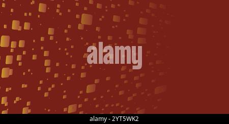 Red and Brown 3D Squares, Overlaying Geometric Shapes on Patterned Slanted Wall - Abstract Futuristic Vector Background, Texture Design, Template with Stock Vector