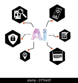 Artifial inteligence vector art technology human brain microchip chin in brain Ai work in human life Stock Vector