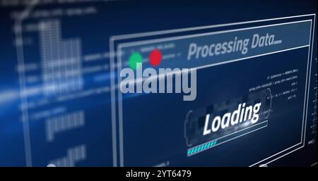 Image of text and digital data processing over screen Stock Photo