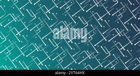 Green, Blue and White and White Connected Dots, Lines Pattern - Futuristic Grid, Mesh, Geometric Striped, Dotted Pattern, Abstract Vector Background T Stock Vector