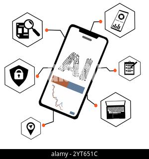 Artifial inteligence vector art technology human brain microchip chin in brain Ai work in human life Stock Vector