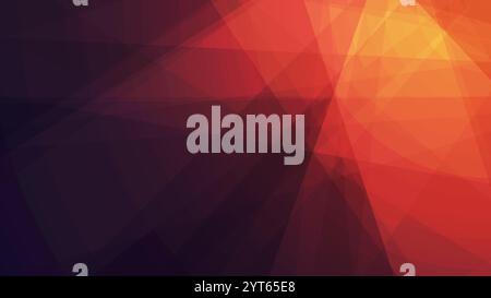 Yellow, Red and Dark Purple 3D Glowing Triangle Shaped Translucent Overlaying Planes, Geometric Shapes Pattern, Abstract Futuristic Vector Background, Stock Vector
