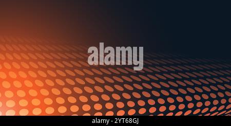 Brown and Red Wavy Spotted Pattern, 3D Curving Round Transparent Lit Surface - Abstract Futuristic Minimalist Background with Light and Dotted Texture Stock Vector
