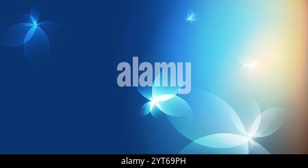 Shiny Modern Style Abstract Futuristic Minimalist White Translucent 3D Geometric Shapes on Colorful Gradient Background - Wide Scale Creative Vector T Stock Vector