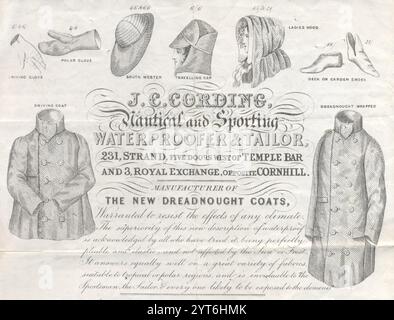 Advertising billhead  for J C Cording, Manufacturer of Waterproof Goods, 231 Strand, Temple Bar, London 11 May 1849 Stock Photo
