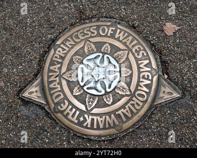 A ground marker for The Diana Princess of Wales Memorial Walk in London, UK Stock Photo