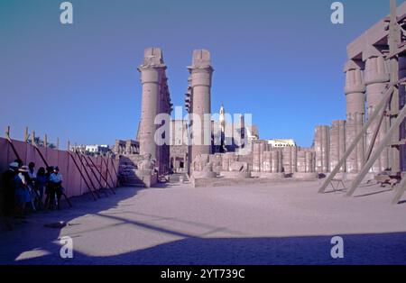 View of grand colonnade from Sun court of Amenhotep III, Luxor Temple, Luxor, Nile Valley, Egypt, September 1989 Stock Photo