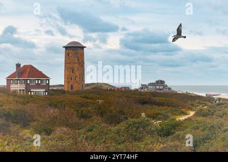 Dune landscape with a view of Domburg, Netherlands Stock Photo