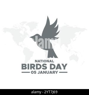 National bird day. January 05. Gradient orange. Bird icon. White background. Poster, banner, card, background.Social Media post for National Bird Day Stock Vector