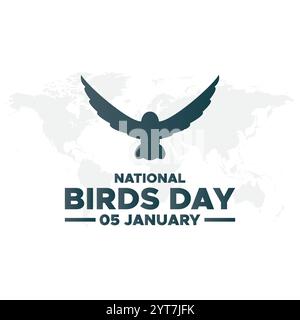 National bird day. January 05. Gradient orange. Bird icon. White background. Poster, banner, card, background.Social Media post for National Bird Day Stock Vector
