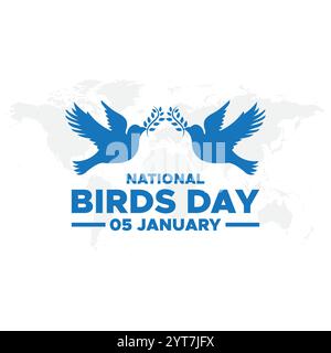 National bird day. January 05. Gradient orange. Bird icon. White background. Poster, banner, card, background.Social Media post for National Bird Day Stock Vector