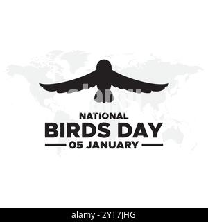 National bird day. January 05. Gradient orange. Bird icon. White background. Poster, banner, card, background.Social Media post for National Bird Day Stock Vector