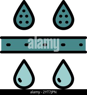 Water filtration color icon. Rain drops, H2O molecule, purification filter, pure aqua illustration. Flat pictogram for drink. Simple vector Isolated o Stock Vector