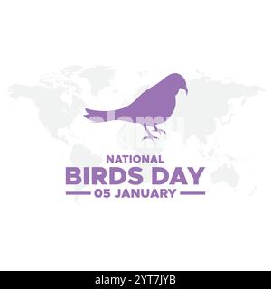 National bird day. January 05. Gradient orange. Bird icon. White background. Poster, banner, card, background.Social Media post for National Bird Day Stock Vector