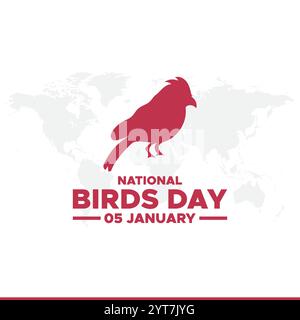 National bird day. January 05. Gradient orange. Bird icon. White background. Poster, banner, card, background.Social Media post for National Bird Day Stock Vector