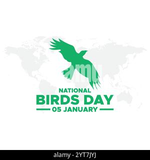 National bird day. January 05. Gradient orange. Bird icon. White background. Poster, banner, card, background.Social Media post for National Bird Day Stock Vector