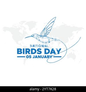 National bird day. January 05. Gradient orange. Bird icon. White background. Poster, banner, card, background.Social Media post for National Bird Day Stock Vector