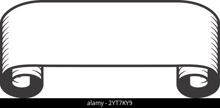 Hand drawn horizontal scroll banner ribbon featuring elegantly rolled edges, offering ample copy space for announcements or titles in a charming vinta Stock Vector
