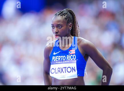 Grace Claxton participating in the 400 meters hurdles at the Paris 2024 Olympic Games. Stock Photo