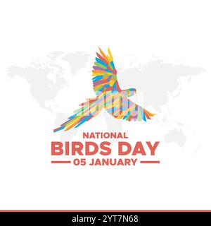 National bird day. January 05. Gradient orange. Bird icon. White background. Poster, banner, card, background.Social Media post for National Bird Day Stock Vector