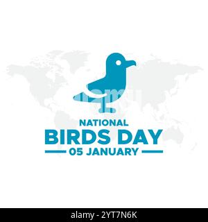 National bird day. January 05. Gradient orange. Bird icon. White background. Poster, banner, card, background.Social Media post for National Bird Day Stock Vector