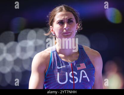 Bridget Williams participating in the pole vault at the Paris 2024