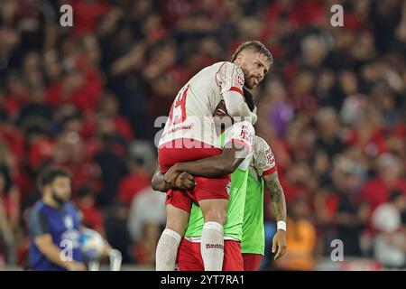 5th December 2024: Curitiba, Brazil:  Eduardo Sasha and Henry Mosquera of Red Bull Bragantino, celebrates after winning 1-2 in the match between Athletico Paranaense and Red Bull Bragantino, for the Brazilian Serie A 2024 Stock Photo