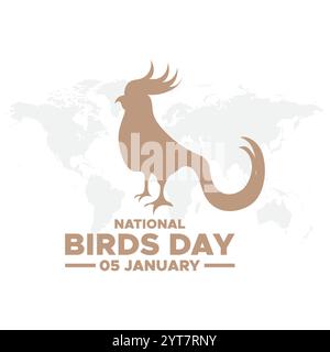 National bird day. January 05. Gradient orange. Bird icon. White background. Poster, banner, card, background.Social Media post for National Bird Day Stock Vector