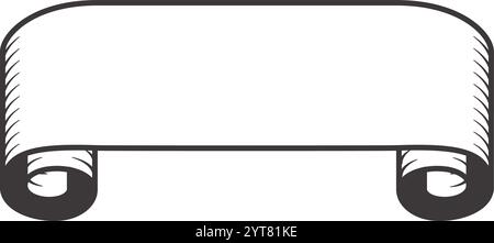 Hand drawn horizontal scroll banner ribbon featuring elegantly rolled edges, offering ample copy space for announcements or titles in a charming Stock Vector
