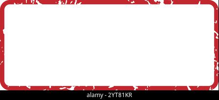 Red grunge rectangular frame featuring rounded corners and rough edges, creating an isolated white content area that evokes a vintage, distressed Stock Vector