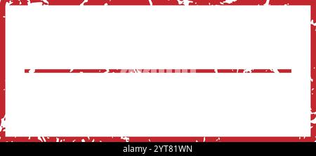 Blank rectangular red grunge rubber stamp featuring a horizontal line, creating ample copy space for text or messages, isolated against a clean white Stock Vector