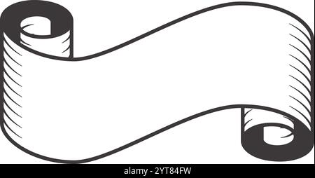 Waving scroll banner ribbon featuring blank space for text, enhancing vintage or retro designs. Perfect for adding a classic touch to various creative Stock Vector